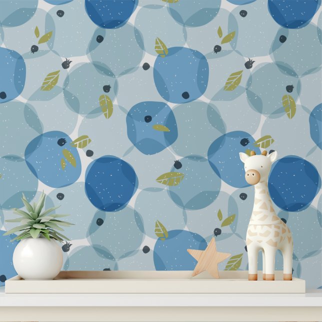 Papier Peint Gras moderne Blueberry Fruit Polka Dot Motif (Créateur téléchargé)