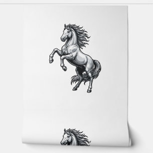 Papier Peint Gravure Vintage Cheval Cabré Design Vectoriel_1