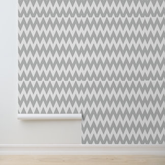 Papier Peint Gray and white Chevron Pattern 