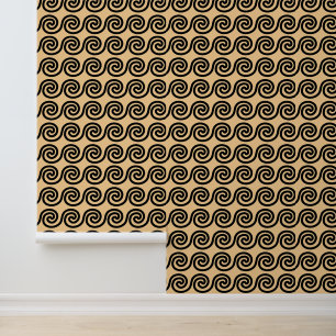 Papier Peint Grec Meander Key Waves Motif Brown