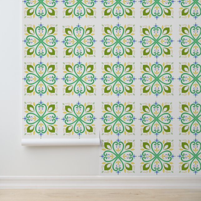 Papier Peint Green Harmony Mandala Boho Wallpaper (Application)