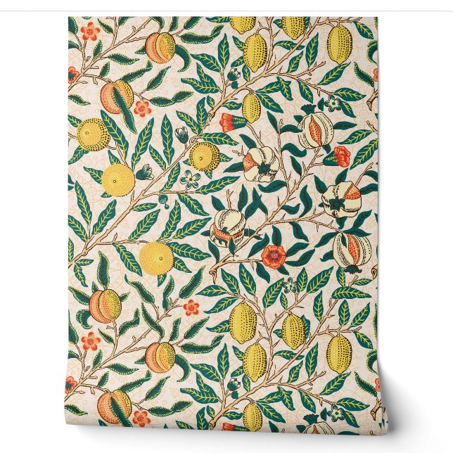 Papier Peint Grenade William Morris peint beige original (Déroulement)
