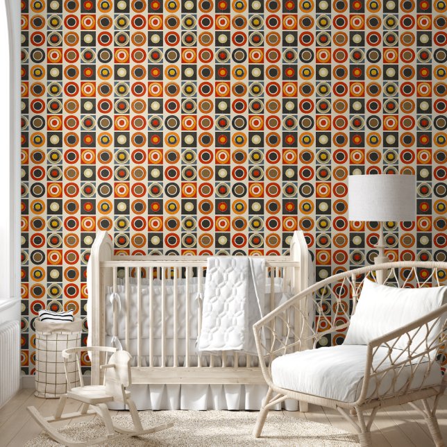 Papier Peint Grille géométrique rétro (Enfants)