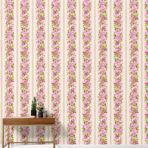 Papier Peint Grilles florales roses aux minuscules fleurs roses