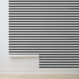 Papier Peint Gris Charbon et Rayures Horizontales Classiques Bl