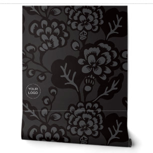 Papier Peint Gris et noir Vibrant et Gras motif floral
