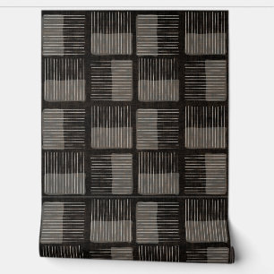 Papier peint gris noir Retro milieu du siècle mode