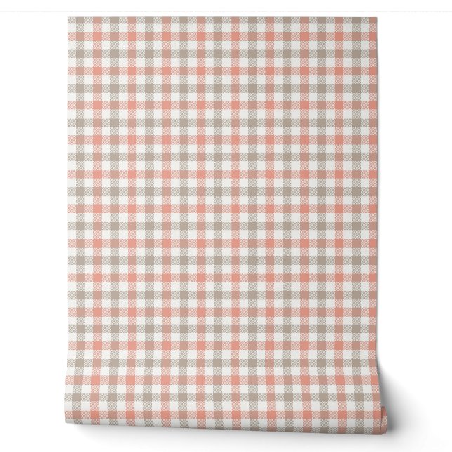 Papier peint gris rose rayure plaid style rétro (Déroulement)