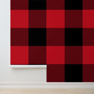 Papier Peint Gros buffle rouge et noir plaid