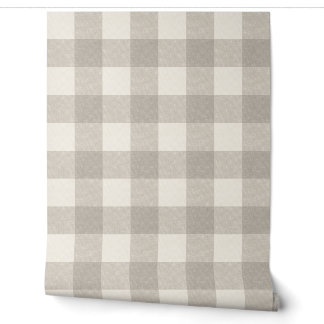 Papier Peint Gros en vichy-chèques en beige neutre