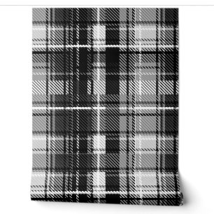 Papier Peint Grund Black Blanc Flannel Plaid Tartan Design