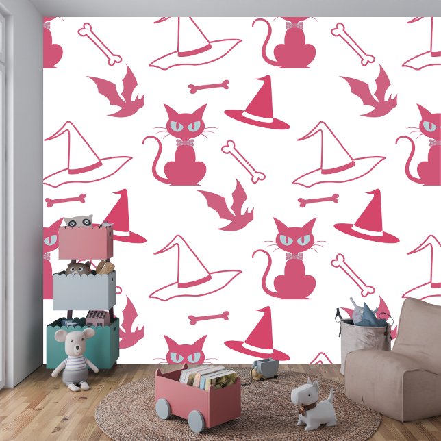 Papier Peint Halloween Chat rose Éffrayant Fête de cuisine (Créateur téléchargé)
