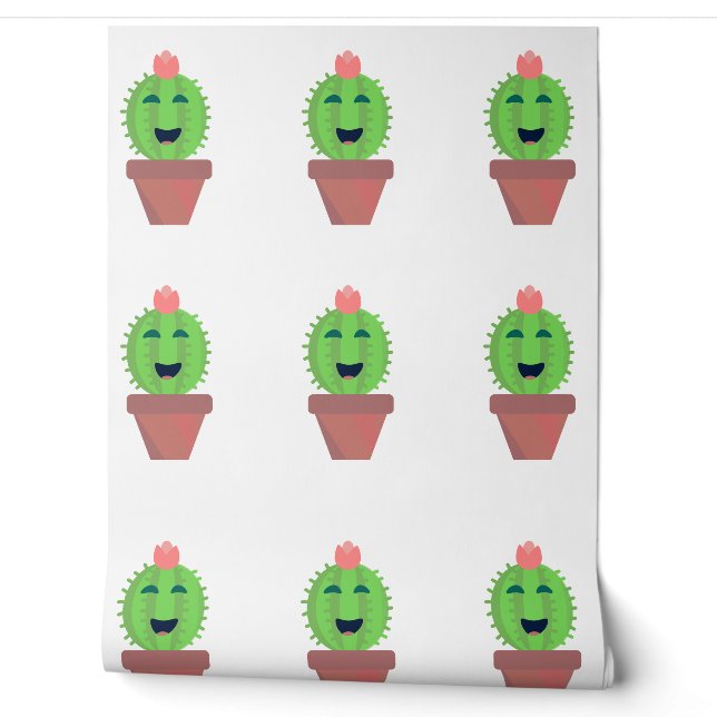 Papier Peint Happy Cactus Fun Caractère Succulent (Déroulement)
