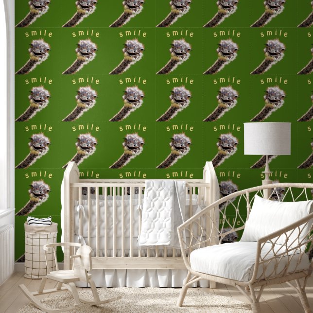 Papier Peint Happy Ostrich Smile Text Drôle (Enfants)