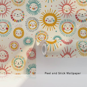 Papier Peint Happy Sun Blockprint Peel & Stick