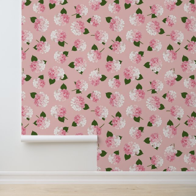 Papier Peint Harmonie d'Hydrangea Rose (Application)