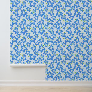 Papier Peint Hibiscus Bleu, Fleurs Bleues, Motif De Fleurs