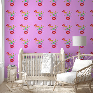 Papier Peint Hibiscus - Décor avec Gecko 2