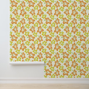 Papier Peint Hibiscus jaune, Hibiscus orange, Motif de fleurs