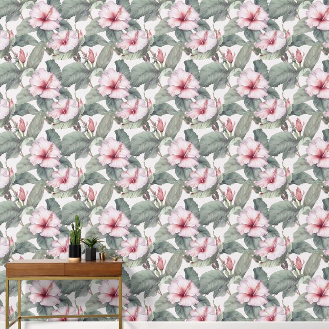 Papier Peint Hibiscus rose hawaïen (Couloir)