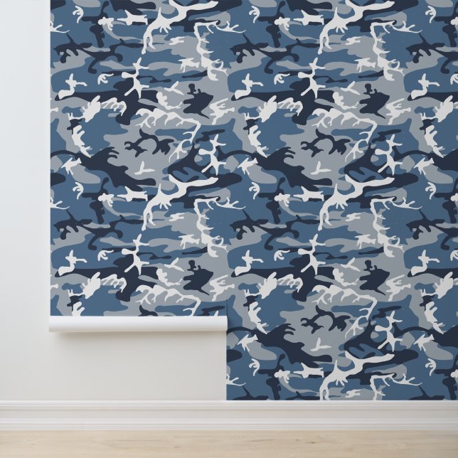 Papier Peint Hiver Camouflage bleu neige, Militaire, Armée (Application)