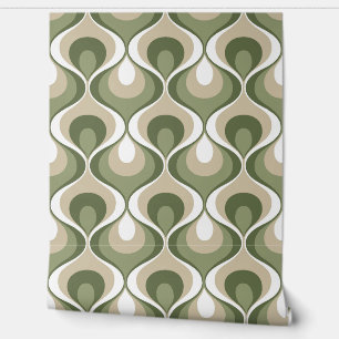 Papier Peint Humeur Rétro Sage Olive Vert Beige