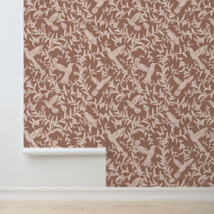 Papier Peint Hummingbirds Floral Mocha Mousse