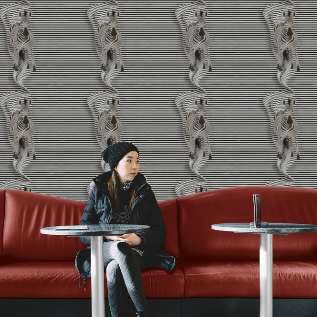 Papier Peint Illusion optique Zèbre, Peel et Bâton noir et blan (Créateur téléchargé)