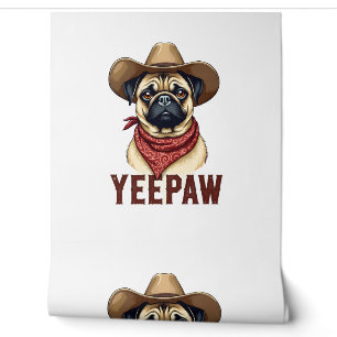 Papier Peint Illustration de chien western YeePaw Pug cowboy vi