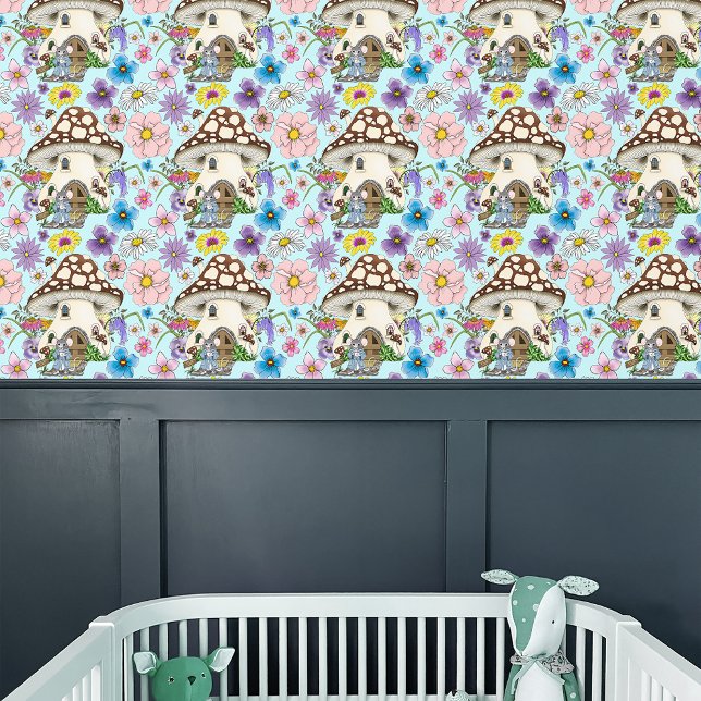 Papier Peint Imaginaire Souris Champignon Maison Floral (Créateur téléchargé)