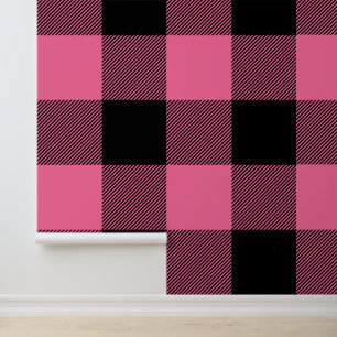 Papier Peint Immense plaid buffalo rose et noir français