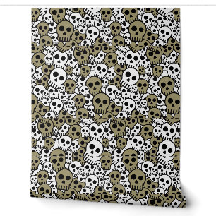 Papier Peint Impression de motif de crâne gothique or