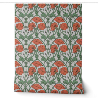 Papier Peint Impression florale Art nouveau coquelicot rouge