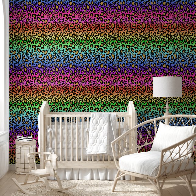 Papier Peint Impression léopard colorée (Enfants)