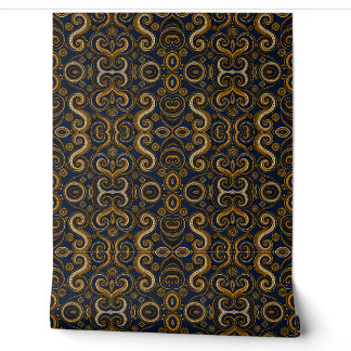 Papier Peint Imprimé africain ornemental paisley indigo royal