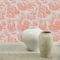 Imprimé chic vintage orange toile de jouy