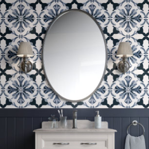 Papier Peint Indigo Floral Elegance Marine & Grey Pays Français