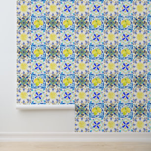Papier Peint Italien Majolica Style Citron Carrelage Motif