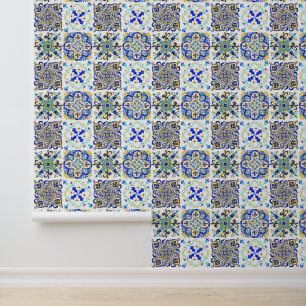Papier Peint Italien Majolica Style Motif de carreaux