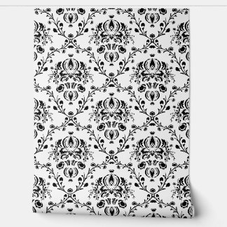 Papier Peint Ivory and Black Damask
