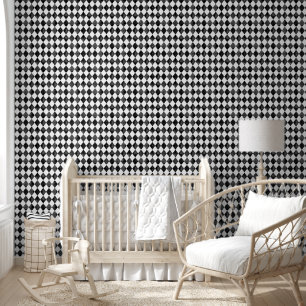 Papier Peint Jacquard arlequin en Aquarelle noir et blanc