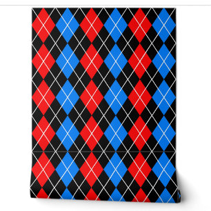 Papier Peint Jacquard noir rouge Diamant Motif Design
