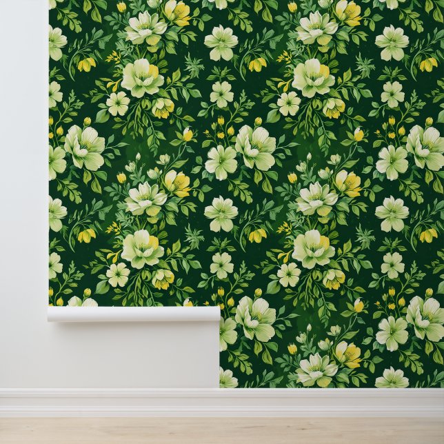 Papier Peint Jardin botanique Vert Floral Peel and Stick (Application)