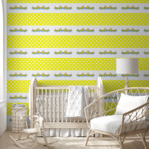 Papier peint jaune et blanc à pois Canards