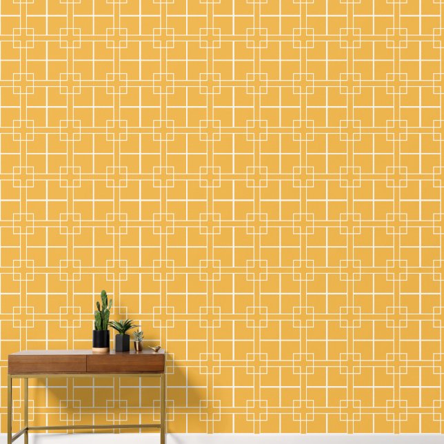 Papier Peint Jaune or et ivoire croix petit motif (Couloir)