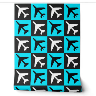 Papier Peint Jets volants géométriques Blue Aviation Avion
