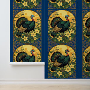 Papier Peint Jeu Oiseau Sauvage Turquie Et Fleurs De Jasmin