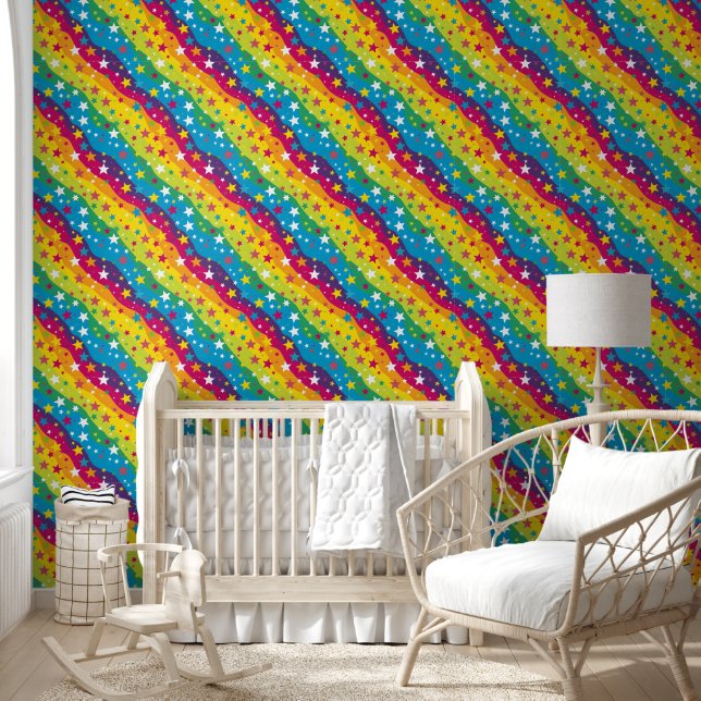 Papier Peint Joli carrelé abstrait motif arc-en-ciel (Enfants)