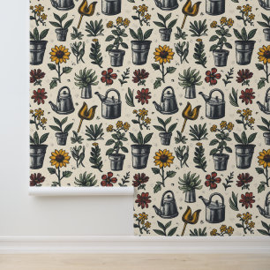 Papier Peint Joli jardin vintage carrelé motif