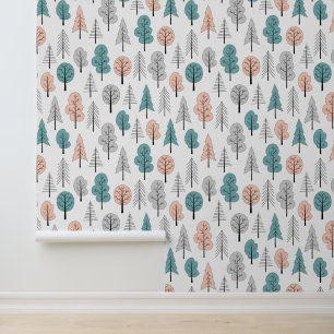 Papier Peint Joli Motif de la forêt de gribouillis